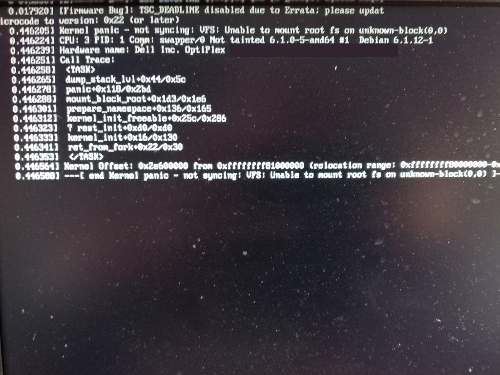 Computer monitor displaying syntax error in black and white terminal window