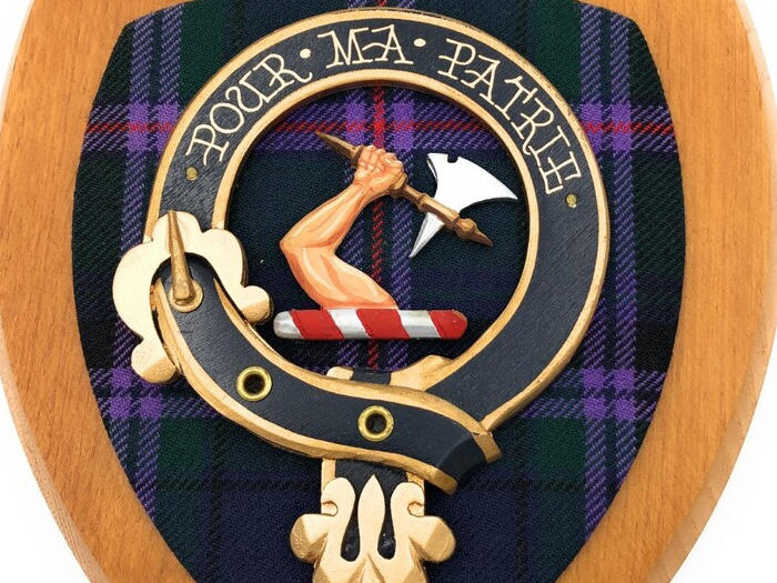 Cupar in Fife, Pour Ma Patrua (for my country). A dexter arm embowed, holding in hand a battle-axe, Proper. First instance of the Cooper name being used comes in 1245, Selomone de Coupir.