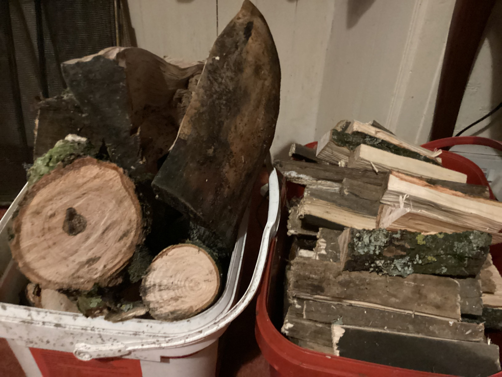kindling and logs