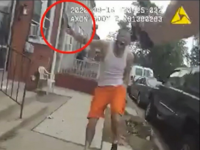 Evil Mulatto Munoz chases Police officer with huge cooks knife