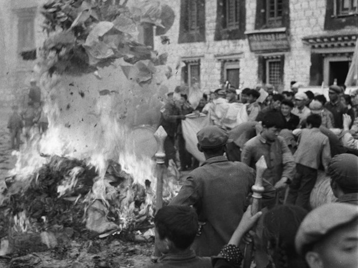 On Aug. 24, 1966, in Lhasa, Buddhist scriptures were burned, condemned as Four Olds