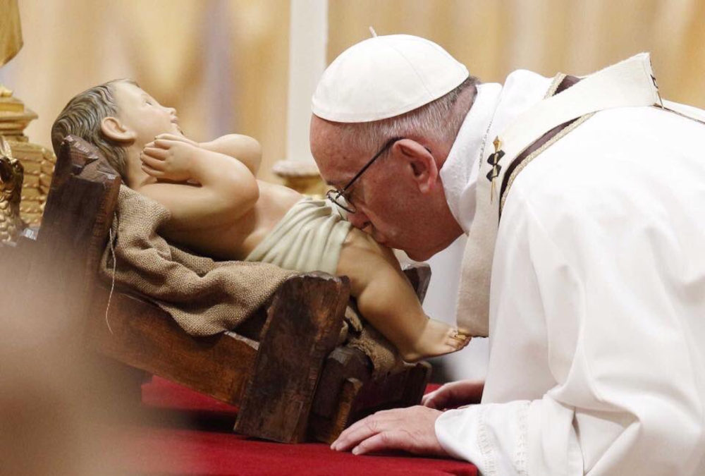 pope francis kisses the penis of a white baby jesus