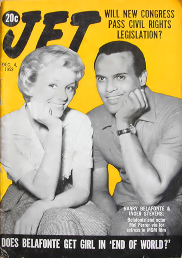 Harry Belafonte and Inger Stevens - Jet Magazine, December 4, 1958.