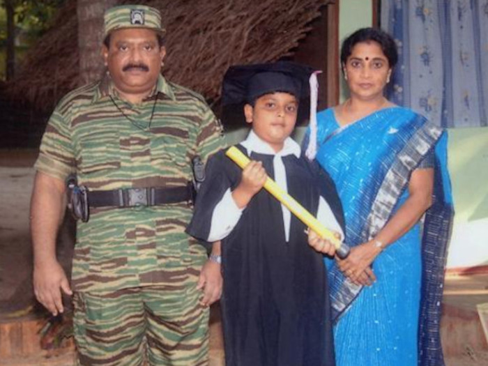 Prabhakaran's son graduation photo, wife wearing both Hindu pottu and sindoor